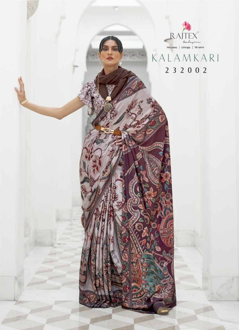 Kalamkari By Raj Tex 232001 To 232011 Series Indian Traditional Wear Collection Beautiful Stylish Fancy Colorful Party Wear & Occasional Wear Crepe Silk Sarees At Wholesale Price
