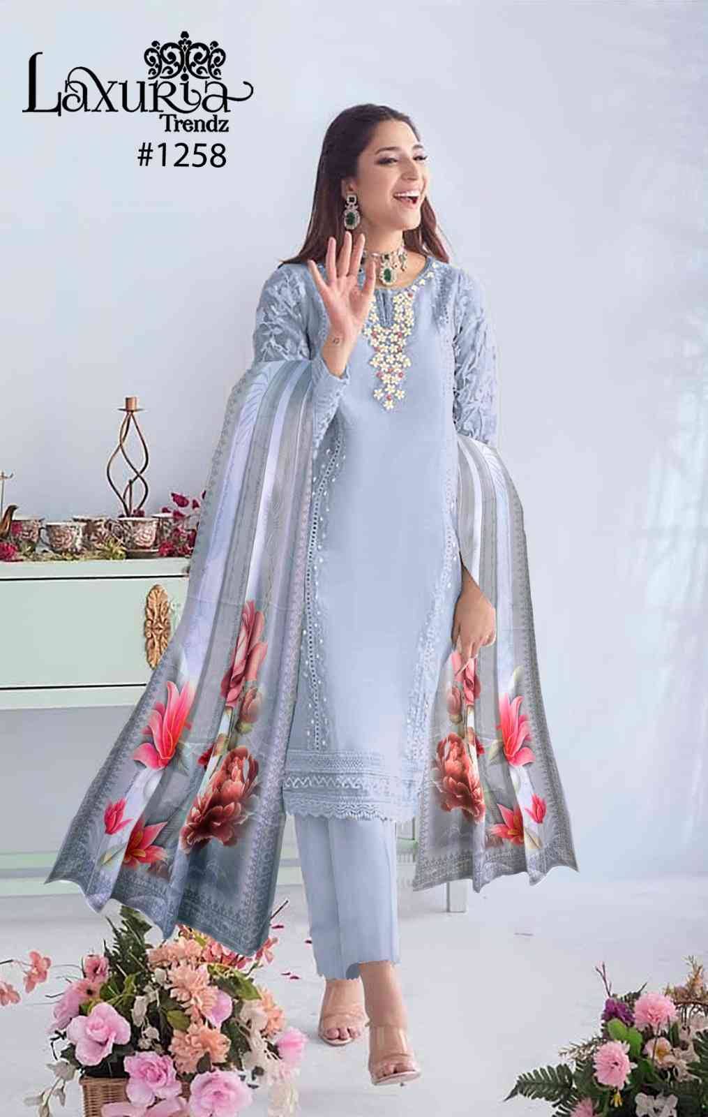 Luxuria Trendz 1258 Colours By Luxuria 1258-A To 1258-D Series Beautiful Pakistani Suits Colorful Stylish Fancy Casual Wear & Ethnic Wear Organza Embroidered Dresses At Wholesale Price