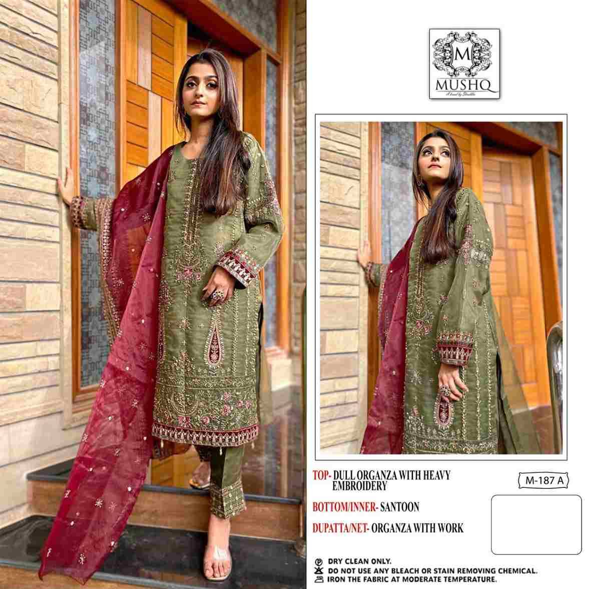 Mushq Hit Design 187-A By Mushq Beautiful Pakistani Suits Colorful Stylish Fancy Casual Wear & Ethnic Wear Organza Embroidered Dresses At Wholesale Price