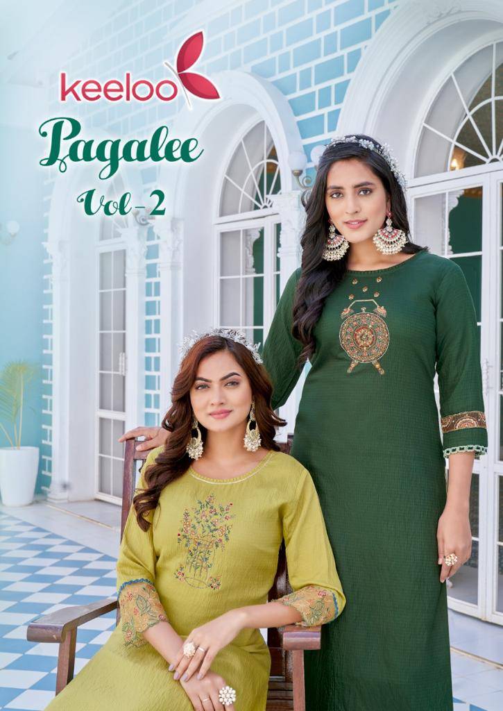 Pagalee Vol-2 By Keeloo 2001 To 2006 Series Beautiful Stylish Fancy Colorful Casual Wear & Ethnic Wear & Ready To Wear Viscose Silk With Work Kurtis At Wholesale Price