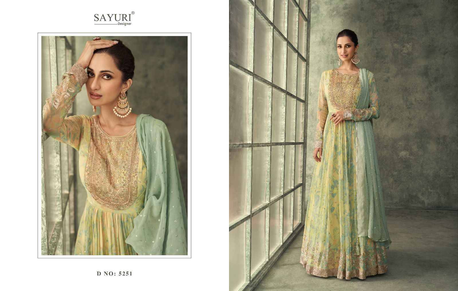 Sayuri Hit Design 5251 By Sayuri Designer Fetsive Suits Beautiful Fancy Colorful Stylish Party Wear & Occasional Wear Fancy Gowns With Dupatta At Wholesale Price