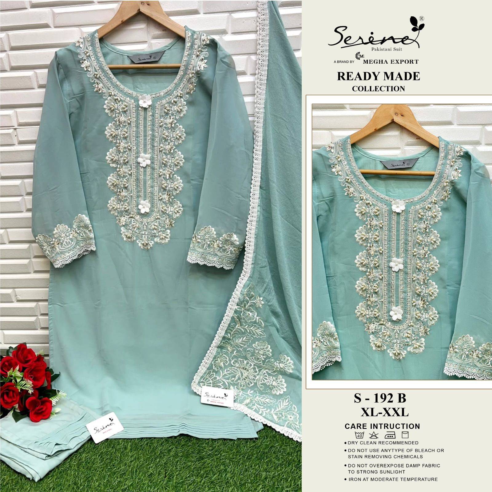 Serene Hit Design S-192 Colours By Serene S-192-A To S-192-B Series Pakistani Suits Beautiful Fancy Colorful Stylish Party Wear & Occasional Wear Faux Georgette With Embroidery Dresses At Wholesale Price