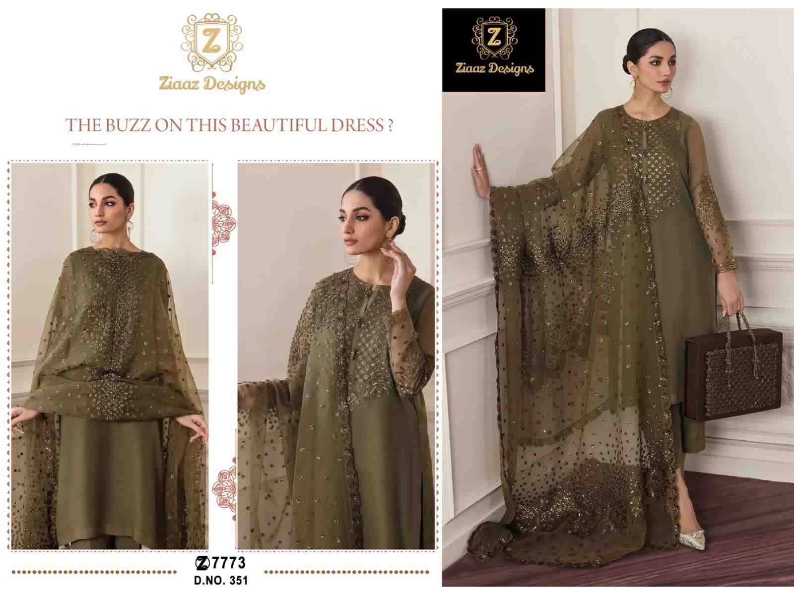 Ziaaz Designs Hit Design 351 By Ziaaz Designs Beautiful Stylish Pakistani Suits Fancy Colorful Casual Wear & Ethnic Wear & Ready To Wear Georgette Embroidery Dresses At Wholesale Price