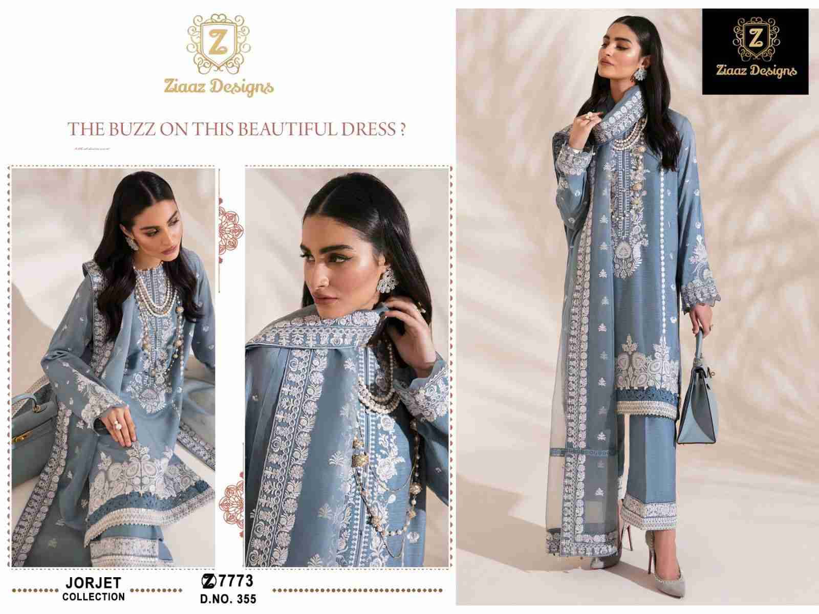 Ziaaz Designs Hit Design 355 By Ziaaz Designs Beautiful Pakistani Suits Colorful Stylish Fancy Casual Wear & Ethnic Wear Pure Faux Georgette Embroidered Dresses At Wholesale Price