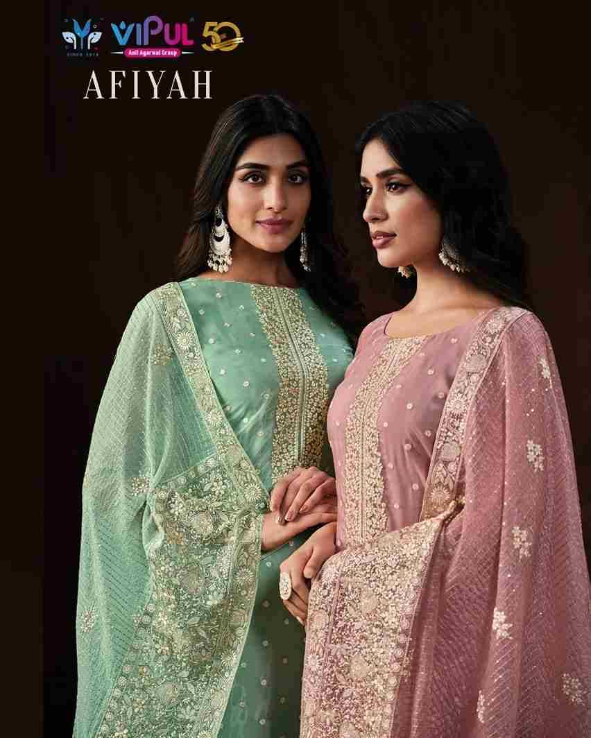 Afiyah By Vipul Fashion 5451 To 5455 Series Beautiful Festive Suits Stylish Fancy Colorful Party Wear & Occasional Wear Soft Organza Dresses At Wholesale Price