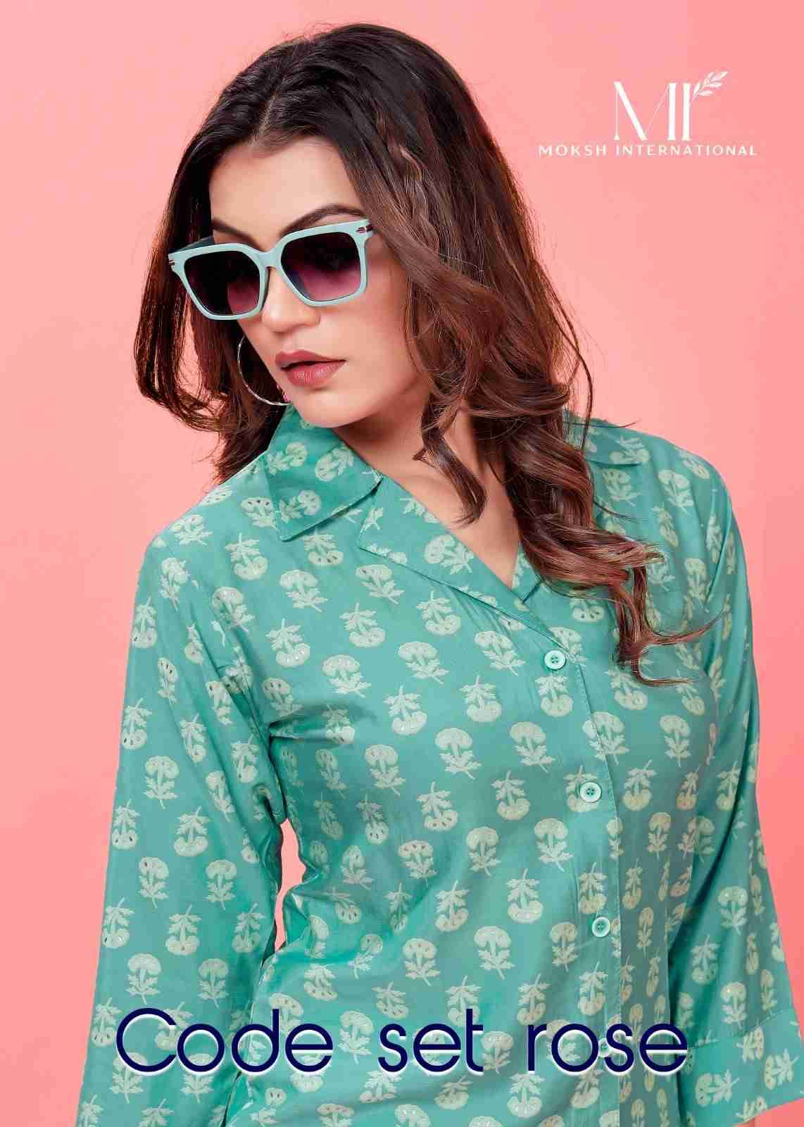 Code Set Rose By Moksh International 797 To 800 Series Designer Stylish Fancy Colorful Beautiful Party Wear & Ethnic Wear Collection Rayon Print Co-Ord At Wholesale Price