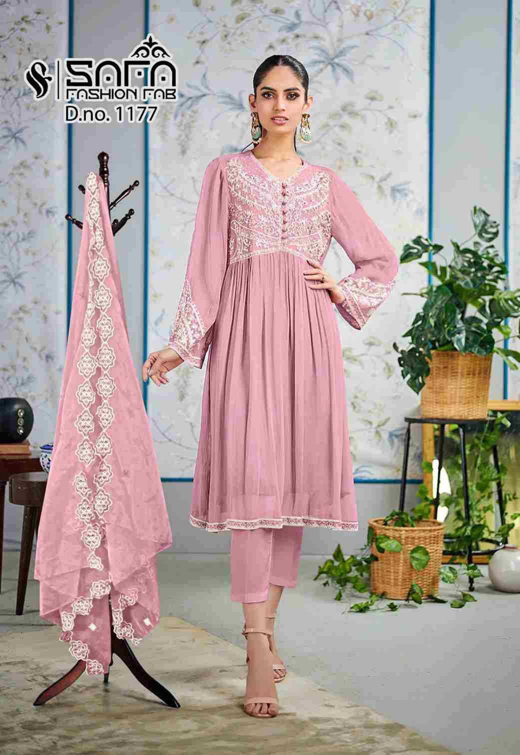 Safa 1177 Colours By Safa Fashion 1177-A To 1177-C Series Beautiful Stylish Pakistani Suits Fancy Colorful Casual Wear & Ethnic Wear & Ready To Wear Heavy Georgette Embroidered Dresses At Wholesale Price