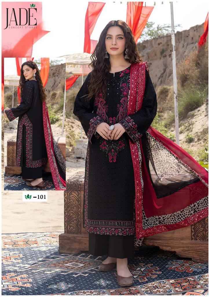 Crimson Hit Design 101 By Jade Beautiful Pakistani Suits Stylish Fancy Colorful Party Wear & Occasional Wear Pure Lawn Embroidered Dresses At Wholesale Price