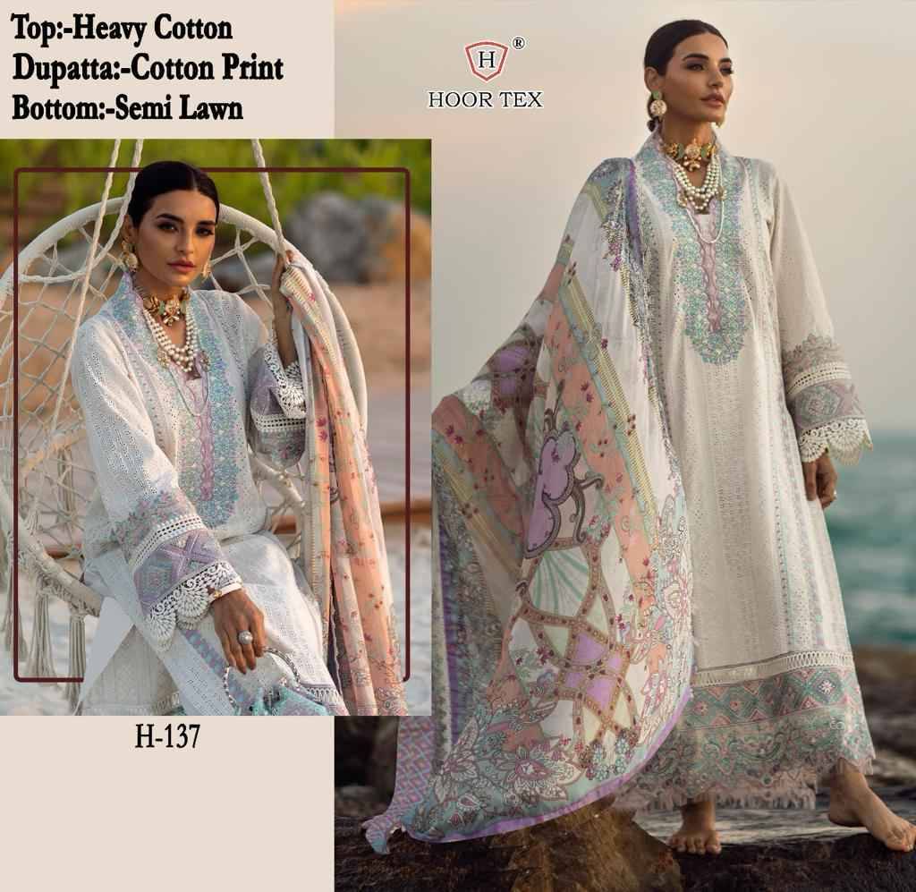 Hoor Tex Hit Design H-137 By Hoor Tex Designer Festive Pakistani Suits Collection Beautiful Stylish Fancy Colorful Party Wear & Occasional Wear Heavy Cotton Embroidered Dresses At Wholesale Price