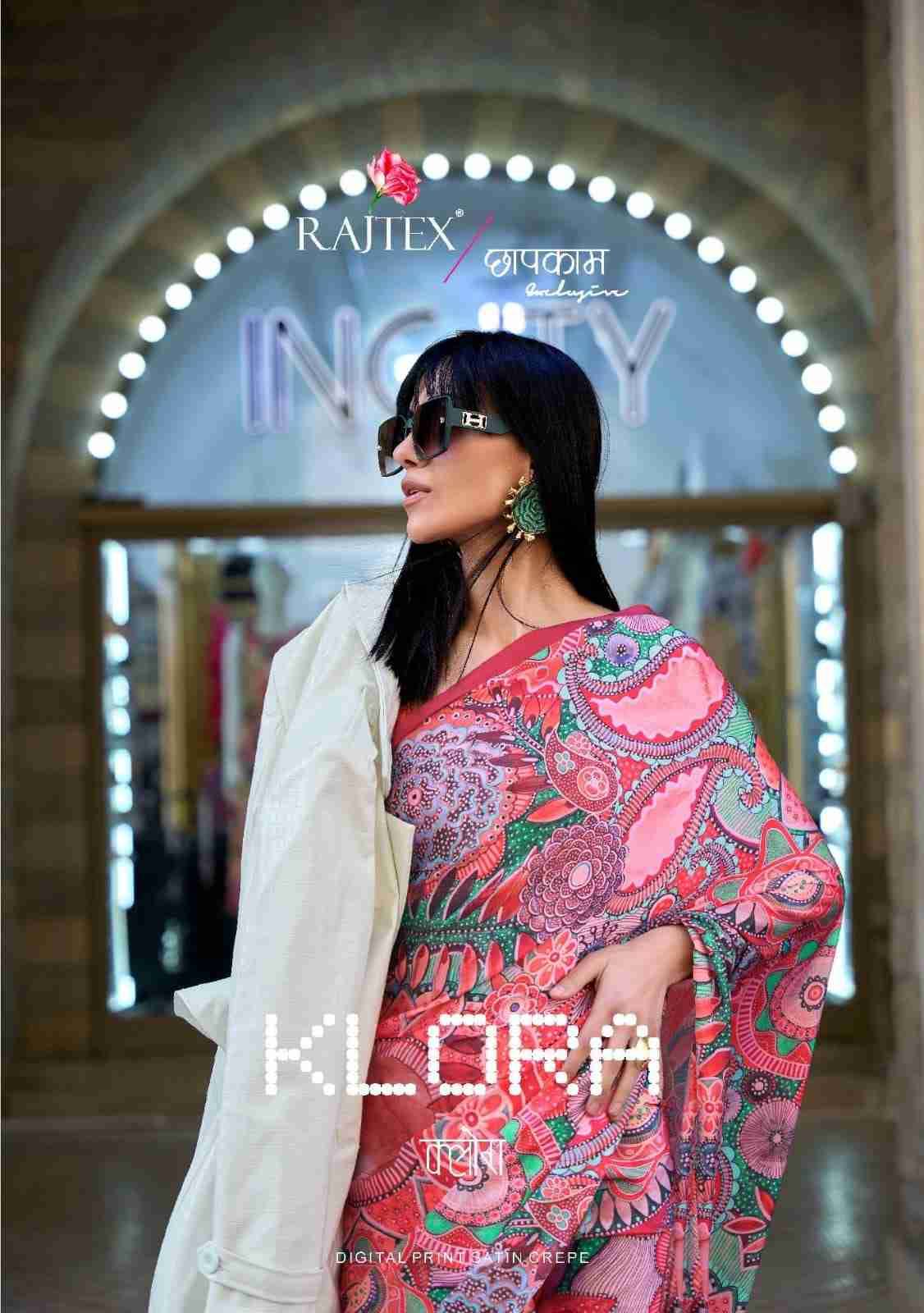Klora By Raj Tex 332001 To 332010 Series Indian Traditional Wear Collection Beautiful Stylish Fancy Colorful Party Wear & Occasional Wear Satin Crepe Sarees At Wholesale Price