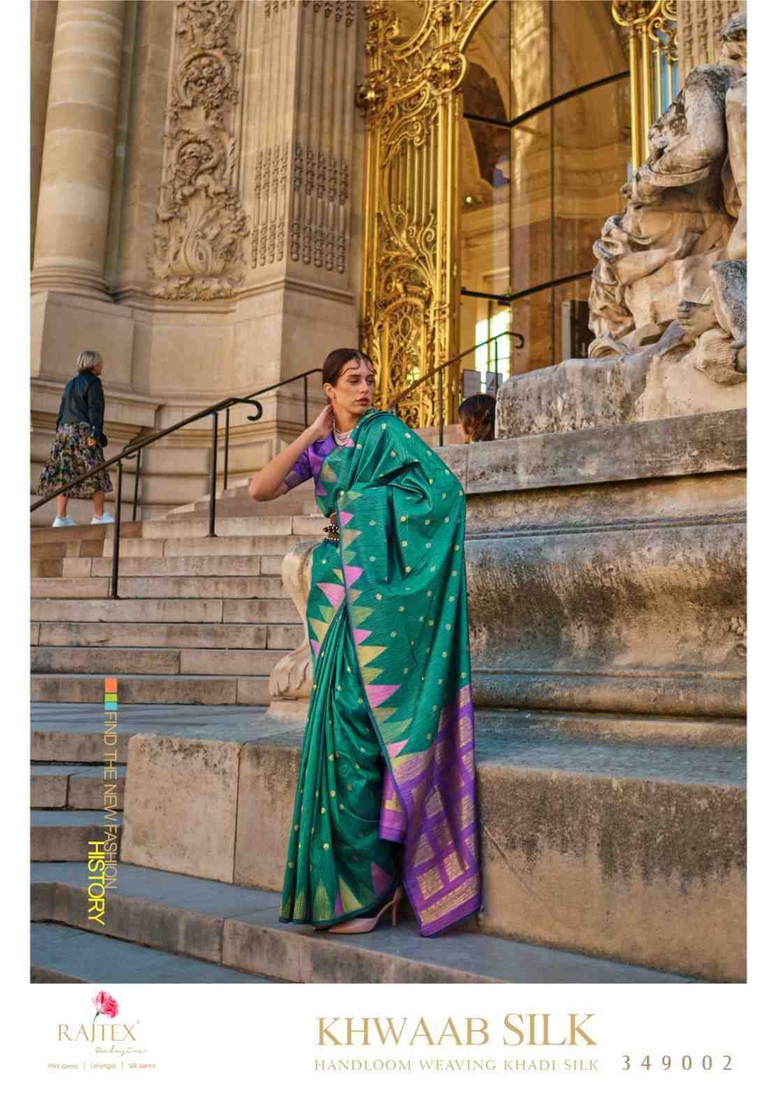 Khwaab Silk By Raj Tex 349001 To 349008 Series Indian Traditional Wear Collection Beautiful Stylish Fancy Colorful Party Wear & Occasional Wear Silk Sarees At Wholesale Price