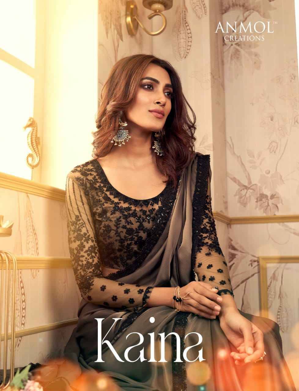 Kaina By Anmol Creation 2001 To 2014 Series Indian Traditional Wear Collection Beautiful Stylish Fancy Colorful Party Wear & Occasional Wear Georgette/Satin Organza Sarees At Wholesale Price