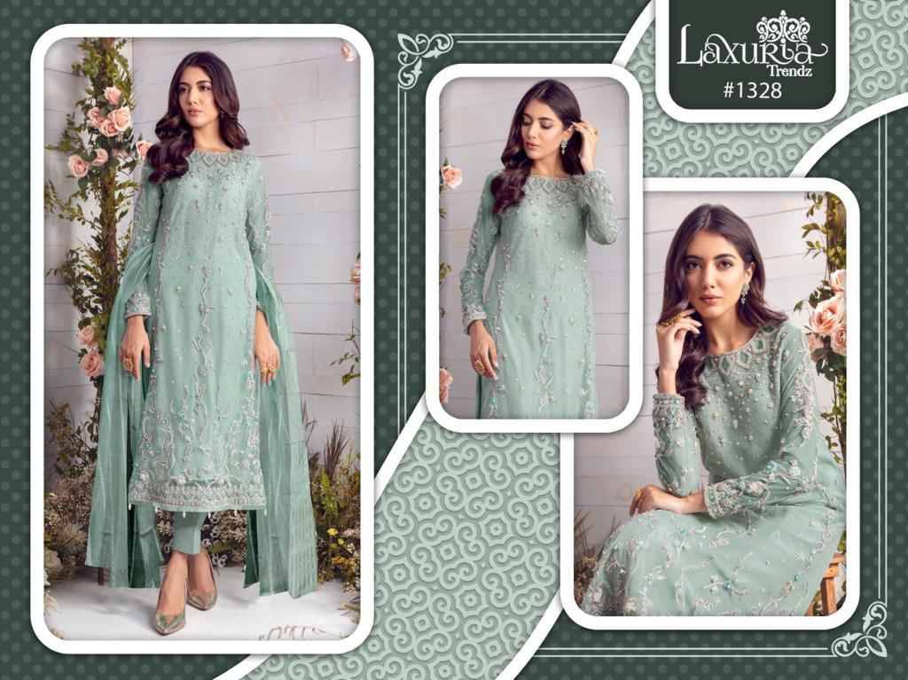 Luxuria Trendz Hit Design 1328 By Luxuria Beautiful Pakistani Suits Stylish Fancy Colorful Party Wear & Occasional Wear Faux Georgette Embroidered Dresses At Wholesale Price