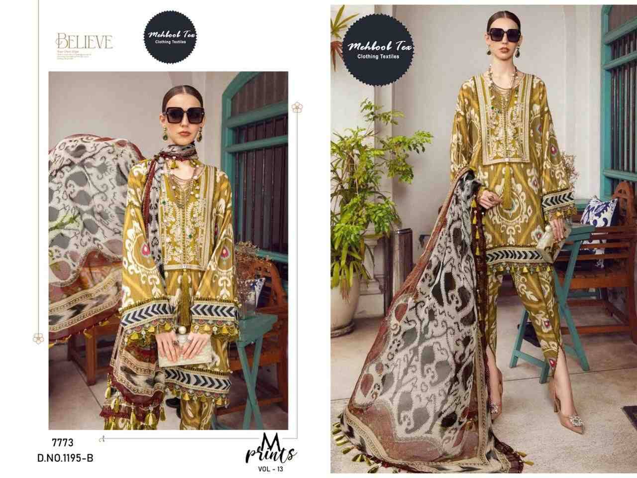 Mprints Vol-13 By Mehboob Tex 1195-A To 1195-D Series Designer Pakistani Suits Beautiful Fancy Colorful Stylish Party Wear & Occasional Wear Pure Cotton Print With Embroidered Dresses At Wholesale Price