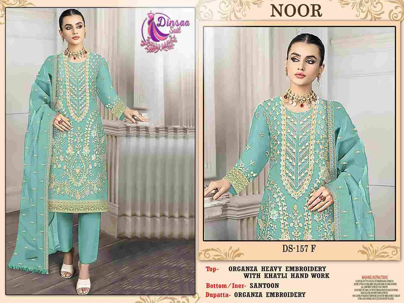Noor By Dinsaa Suits 157-E To 157-H Series Pakistani Suits Collection Beautiful Stylish Fancy Colorful Party Wear & Occasional Wear Organza Embroidered Dresses At Wholesale Price