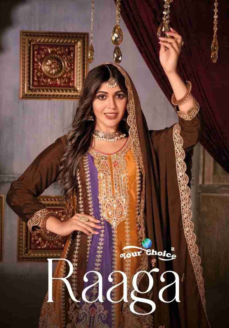 Raaga By Your Choice 3001 To 3003 Series Beautiful Sharara Suits Stylish Colorful Fancy Casual Wear & Ethnic Wear Chinnon Embroidered Dresses At Wholesale Price