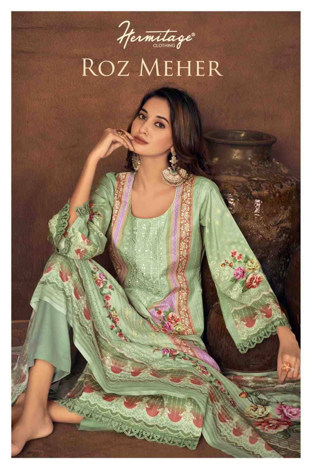 Roz Meher By Hermitage 01 To 06 Series Beautiful Festive Suits Stylish Fancy Colorful Casual Wear & Ethnic Wear Pure Lawn Cotton Print Dresses At Wholesale Price