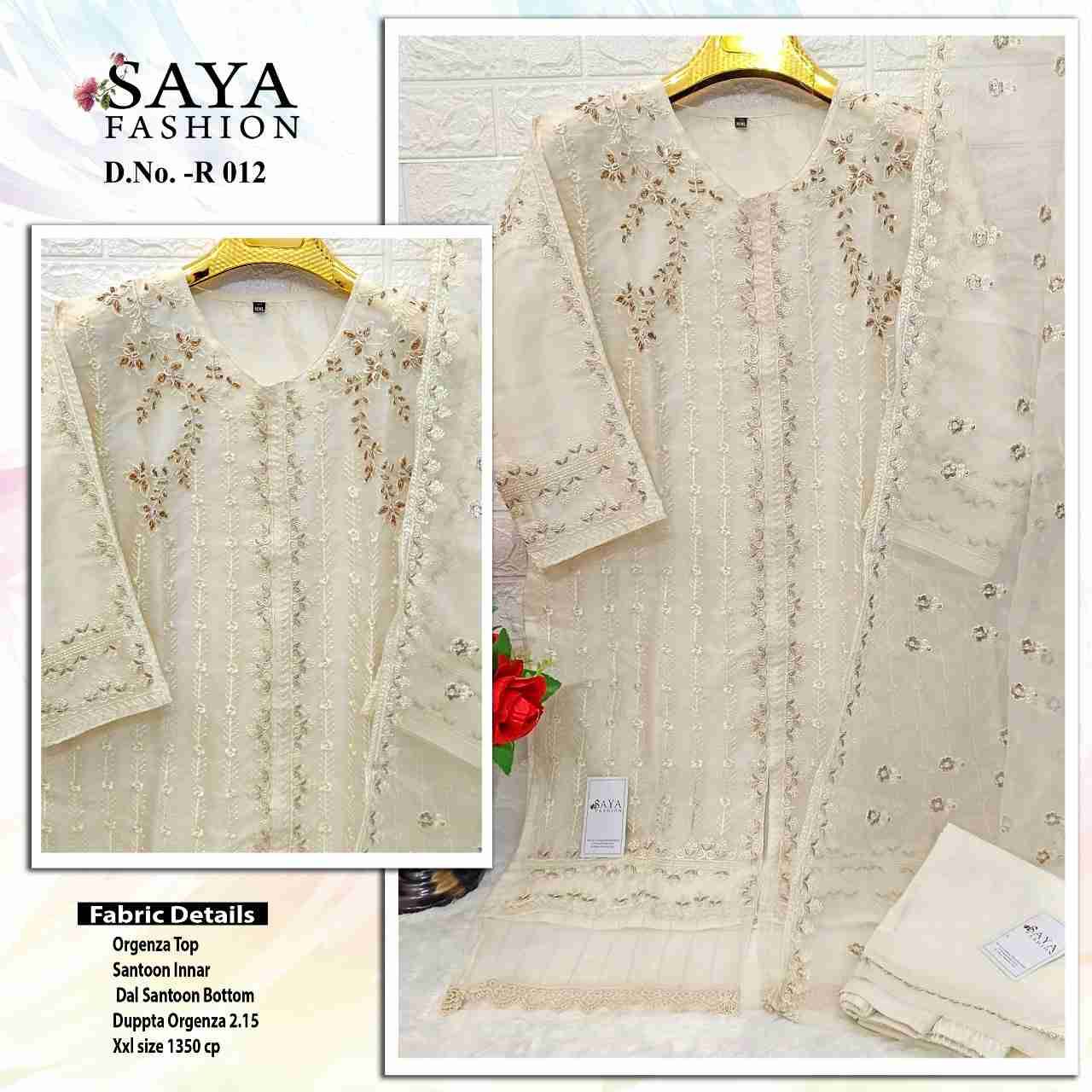 Saya Hit Design 012 By Saya Fashion Beautiful Pakistani Suits Colorful Stylish Fancy Casual Wear & Ethnic Wear Organza Embroidered Dresses At Wholesale Price