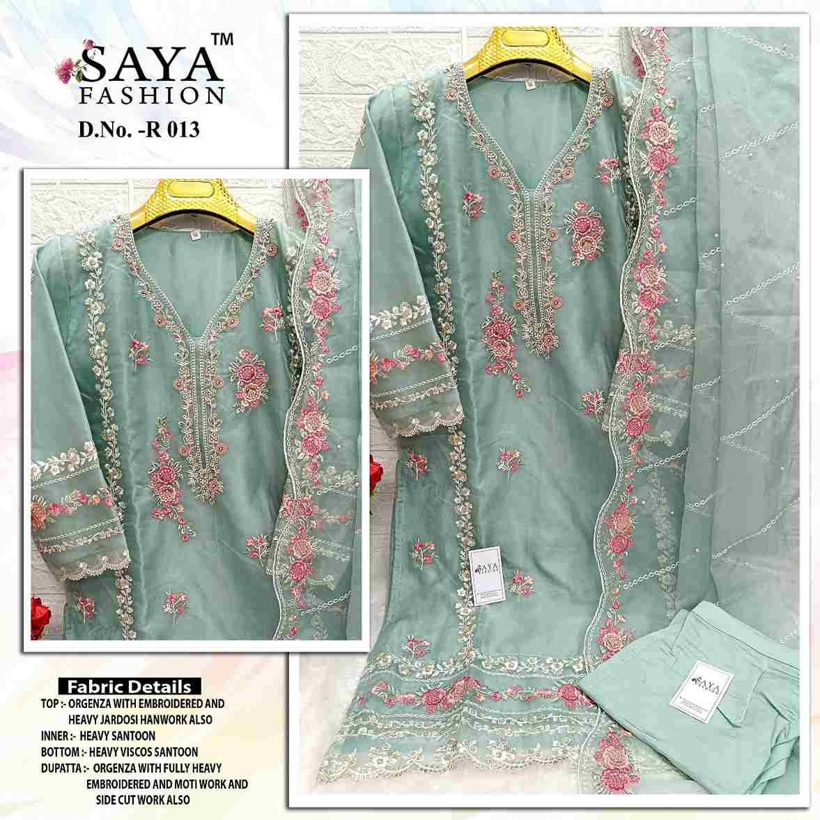 Saya-013 Colours By Saya Fashion 013-A To 013-C Series Beautiful Stylish Pakistani Suits Fancy Colorful Casual Wear & Ethnic Wear & Ready To Wear Organza Embroidered Dresses At Wholesale Price