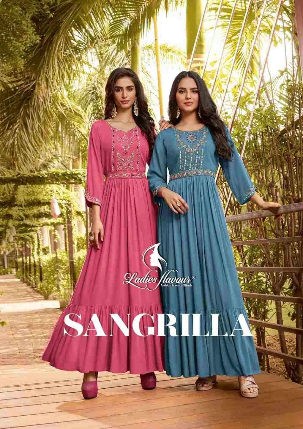 Sangrilla By Ladies Flavour 1001 To 1004 Series Designer Stylish Fancy Colorful Beautiful Party Wear & Ethnic Wear Collection Premium Rayon Gowns At Wholesale Price