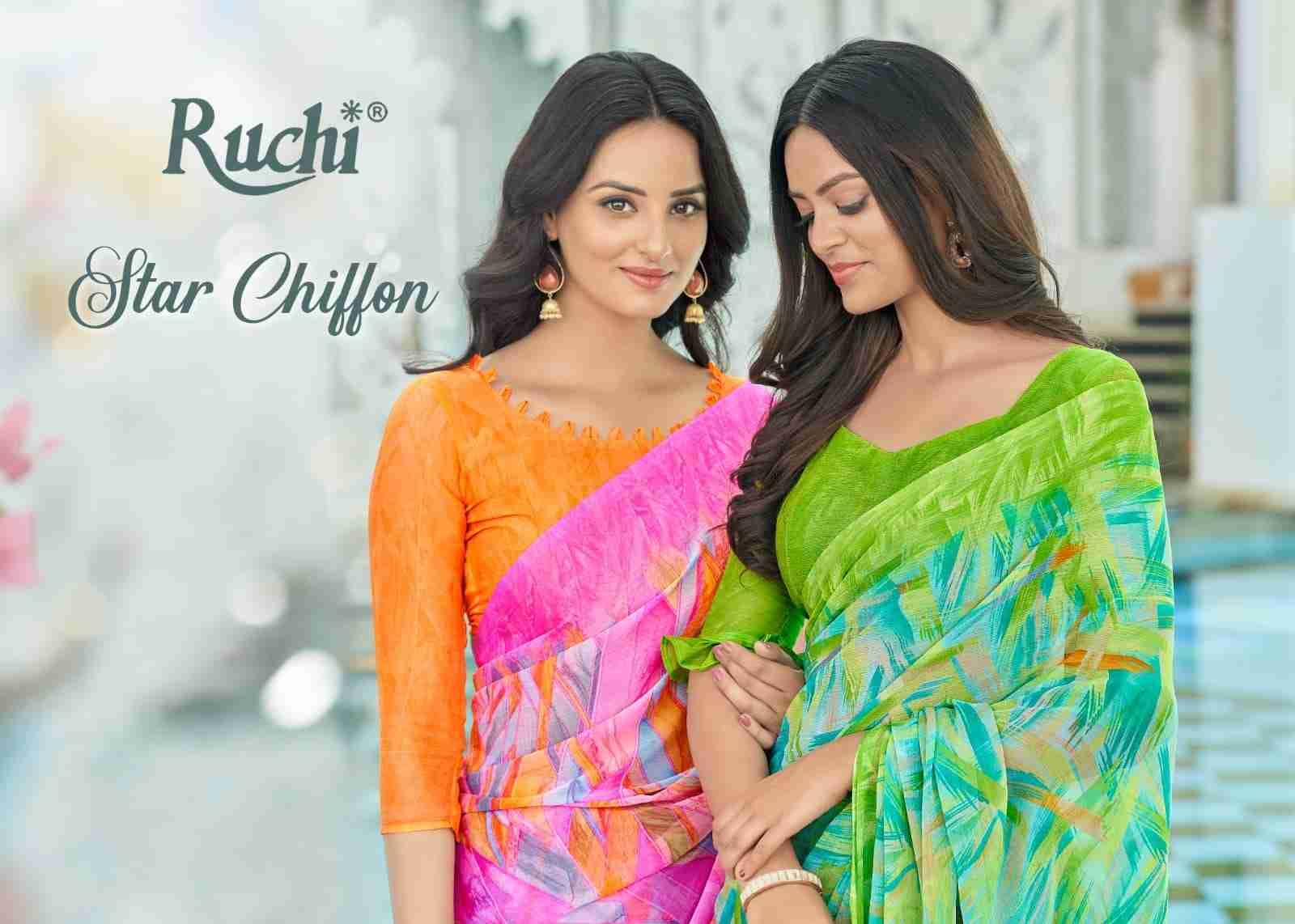 Star Chiffon Vol-122 By Ruchi Sarees 24901-A To 24906-B Series Indian Traditional Wear Collection Beautiful Stylish Fancy Colorful Party Wear & Occasional Wear Chiffon Print Sarees At Wholesale Price