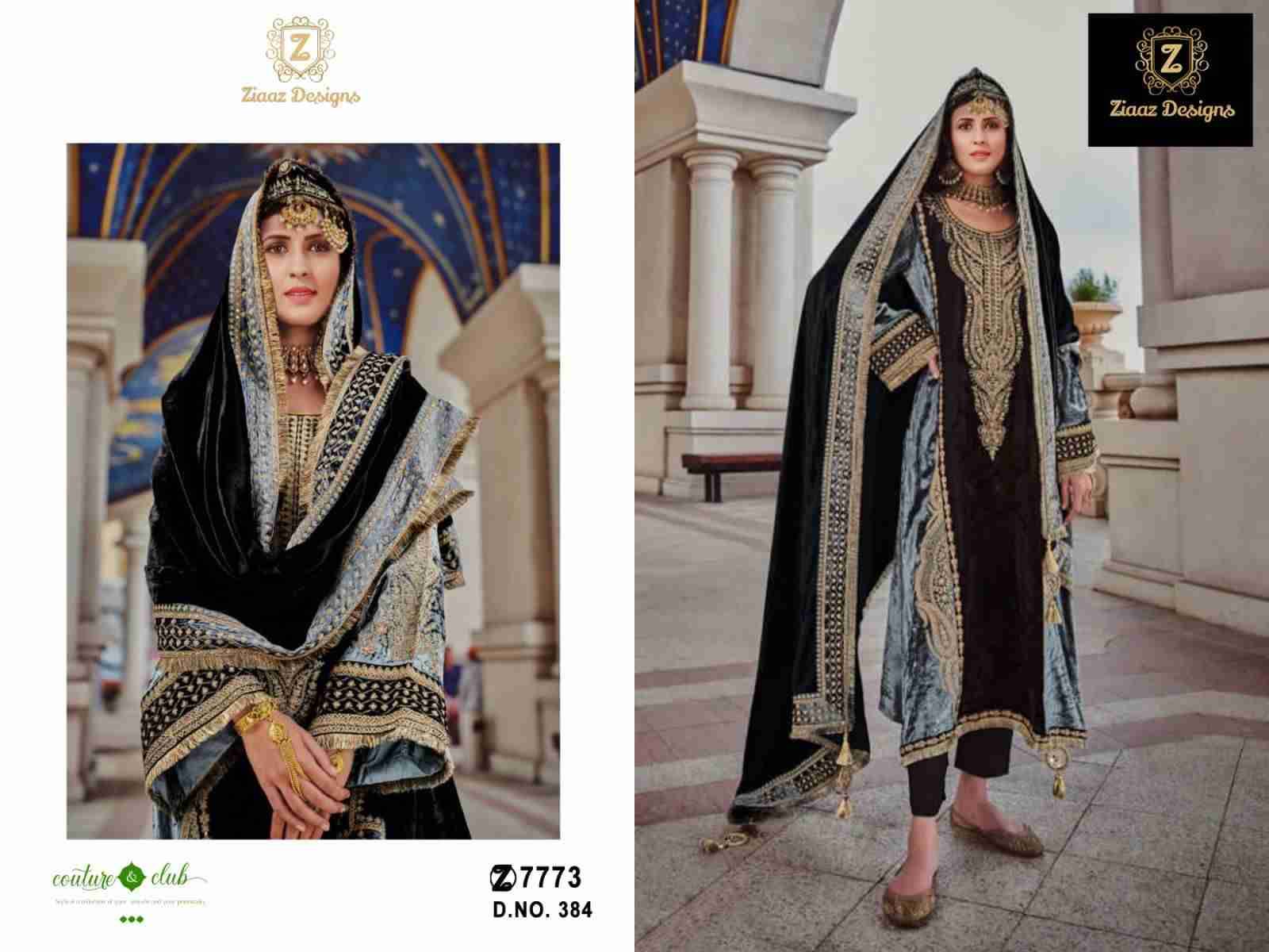Ziaaz Designs Hit Design 384 By Ziaaz Designs Beautiful Stylish Pakistani Suits Fancy Colorful Casual Wear & Ethnic Wear & Ready To Wear Velvet Embroidered Dresses At Wholesale Price