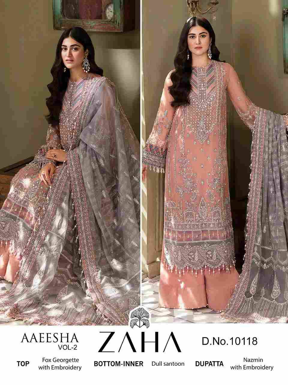 Zaha-10118 By Zaha Designer Pakistani Suits Beautiful Stylish Fancy Colorful Party Wear & Occasional Wear Faux Georgette Embroidered Dresses At Wholesale Price
