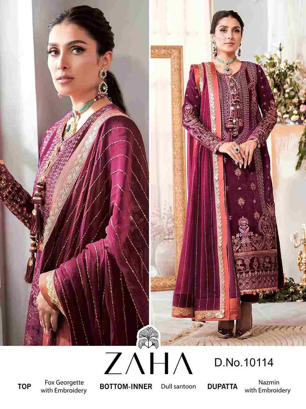 Zaha-10114 By Zaha Beautiful Pakistani Suits Colorful Stylish Fancy Casual Wear & Ethnic Wear Faux Georgette Embroidered Dresses At Wholesale Price