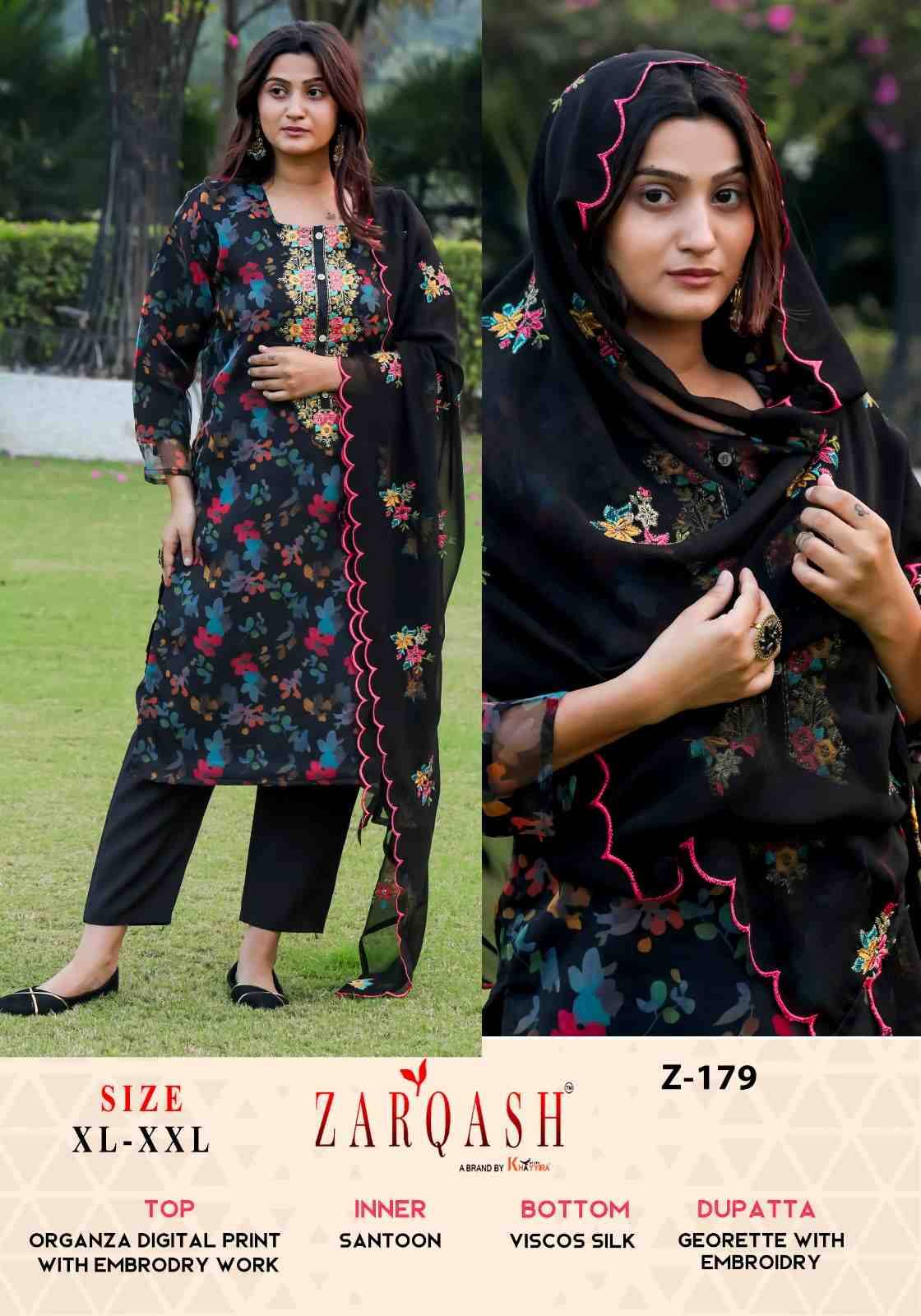 Zarqash Hit Design Z-179 By Zarqash Beautiful Summer Collection Pakisatni Suits Stylish Fancy Colorful Casual Wear & Ethnic Wear Organza Embroidered Dresses At Wholesale Price