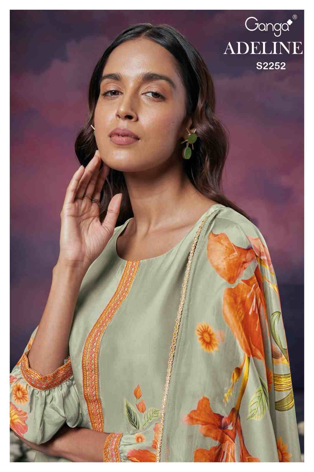 Adeline-2252 By Ganga Fashion 2252-A To 2252-D Series Beautiful Festive Suits Colorful Stylish Fancy Casual Wear & Ethnic Wear Bemberg Silk Dresses At Wholesale Price