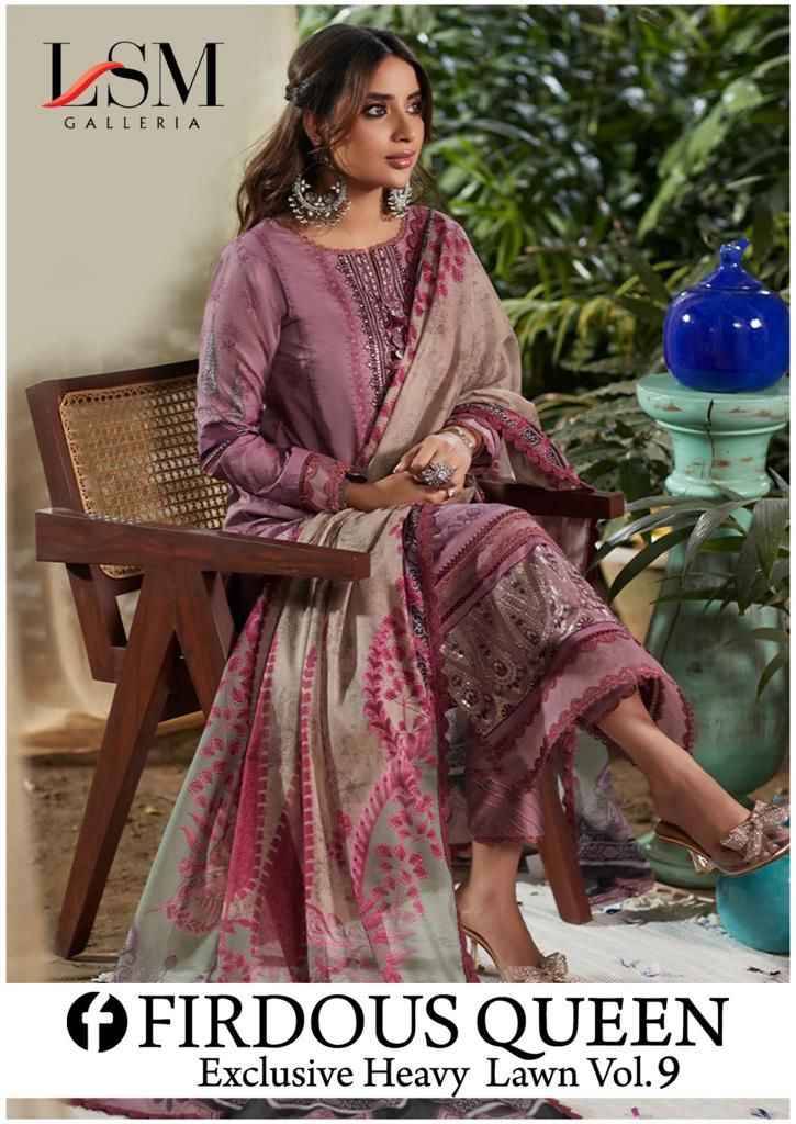 Firdous Queen Vol-9 By Lsm 91 To 96 Series Beautiful Stylish Festive Suits Fancy Colorful Casual Wear & Ethnic Wear & Ready To Wear Pure Lawn Print Dresses At Wholesale Price