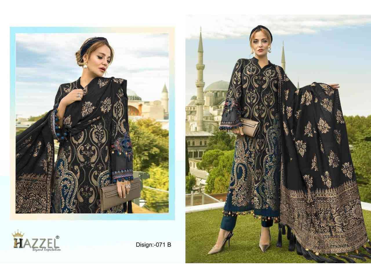 Hazzel 071 Colours By Hazzel 071-A To 071-D Series Pakistani Suits Collection Beautiful Stylish Fancy Colorful Party Wear & Occasional Wear Pure Cotton Print Dresses At Wholesale Price