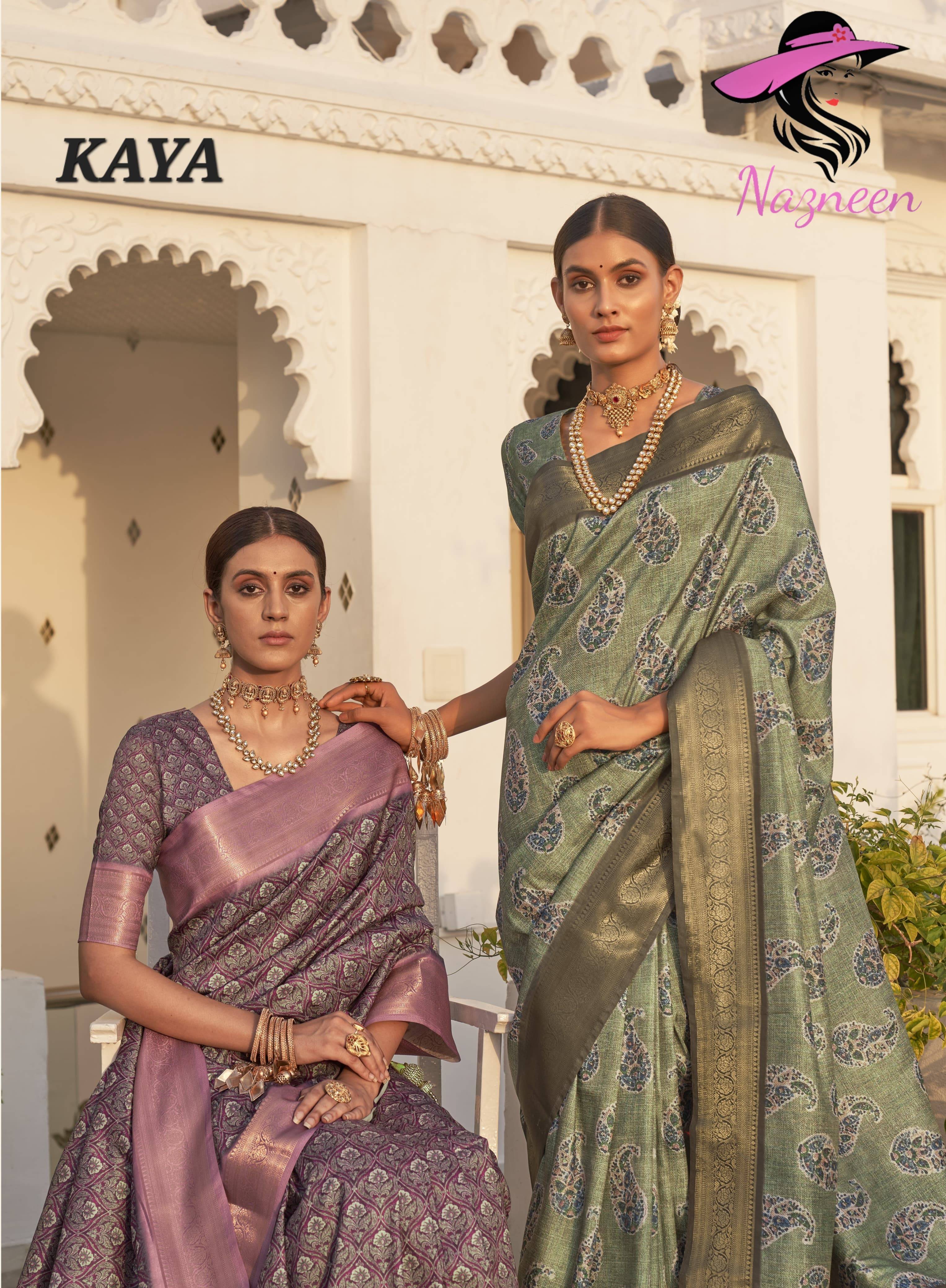 Kaya By Nazneen 4541 To 4549 Series Indian Traditional Wear Collection Beautiful Stylish Fancy Colorful Party Wear & Occasional Wear Khadi Silk Sarees At Wholesale Price