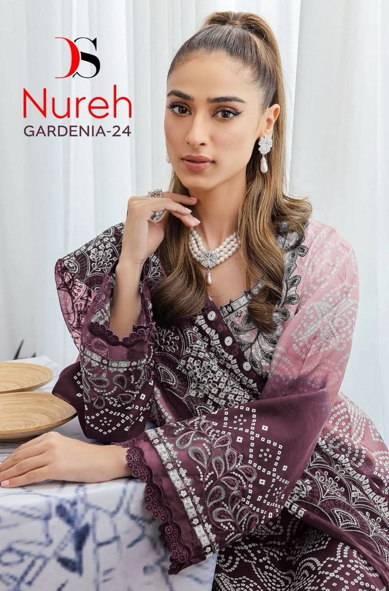 Nureh Gardenia-24 By Deepsy Suits 3361 To 3368 Series Designer Pakistani Suits Beautiful Fancy Stylish Colorful Party Wear & Occasional Wear Pure Cotton With Embroidery Dresses At Wholesale Price