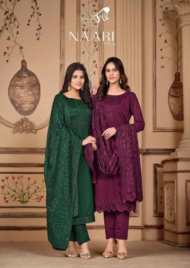 Naari Vol-13 By Vouche 9001 To 9004 Series Beautiful Festive Suits Colorful Stylish Fancy Casual Wear & Ethnic Wear Rangoli Silk Dresses At Wholesale Price