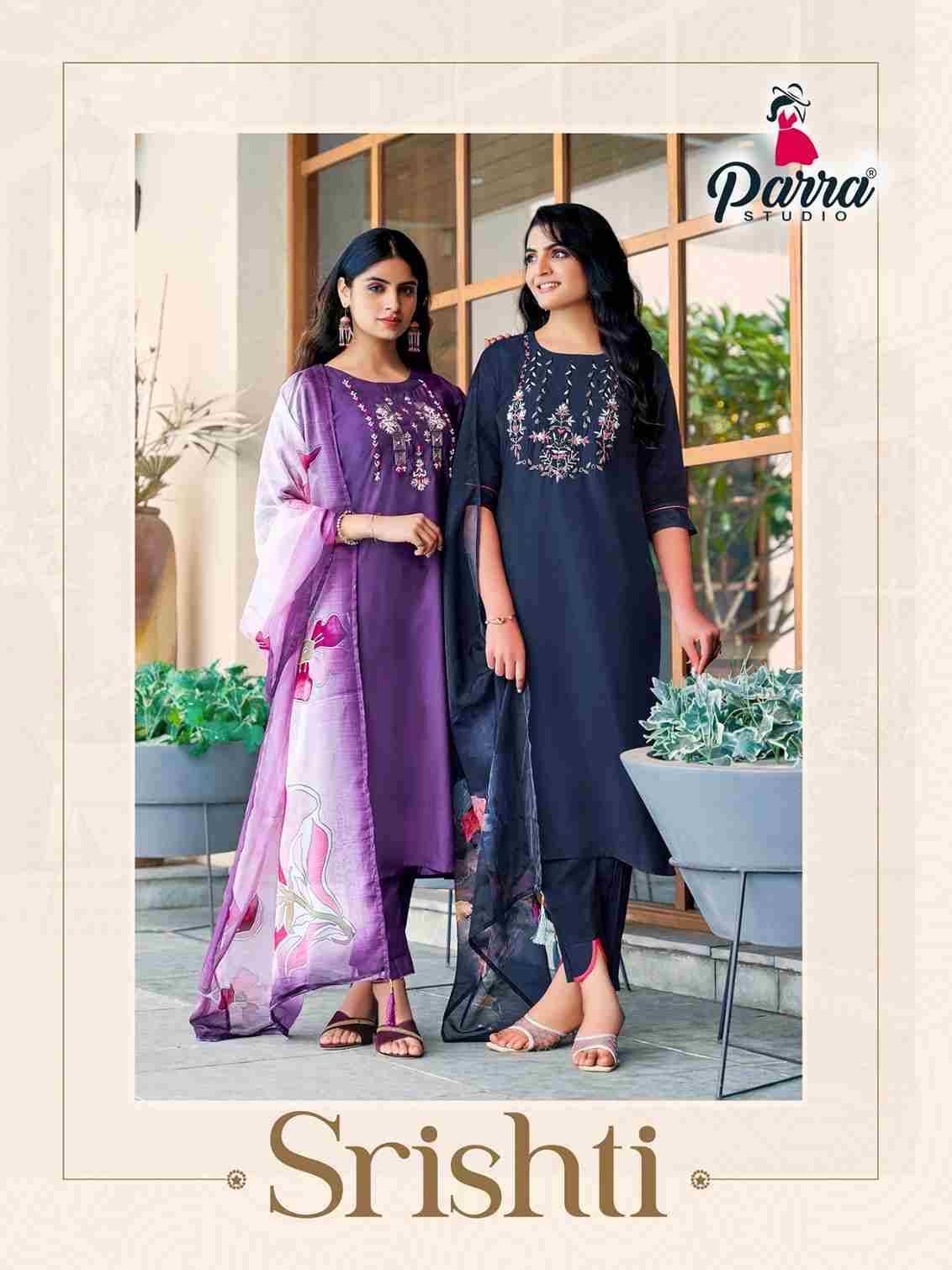 Srishti By Parra Studio 10001 To 10006 Series Beautiful Stylish Suits Fancy Colorful Casual Wear & Ethnic Wear & Ready To Wear Roman Silk Dresses At Wholesale Price