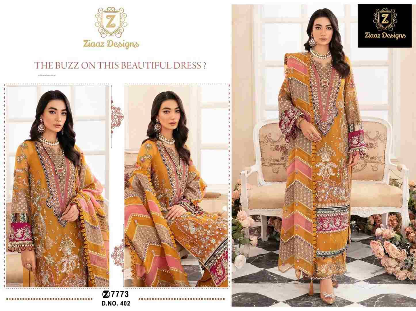 Ziaaz Designs Hit Design 402 By Ziaaz Designs Beautiful Stylish Pakistani Suits Fancy Colorful Casual Wear & Ethnic Wear & Ready To Wear Heavy Georgette Embroidered Dresses At Wholesale Price