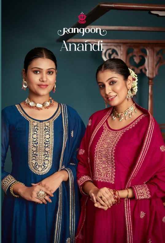 Anandi By Rangoon 4821 To 4824  Series Beautiful Festive Suits Colorful Stylish Fancy Casual Wear & Ethnic Wear Fancy Embroidery Silk Dresses At Wholesale Price