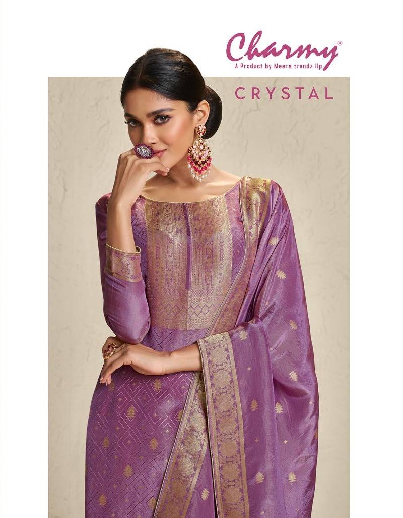 Crystal By Charmy 1001 To 1004 Series Festive Suits Beautiful Fancy Colorful Stylish Party Wear & Occasional Wear Jacquard Dresses At Wholesale Price