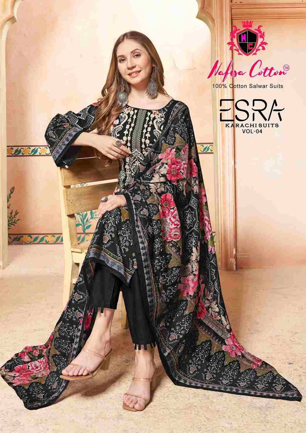 Esra Vol-4 By Nafisa Cotton 4001 To 4006 Series Beautiful Stylish Festive Suits Fancy Colorful Casual Wear & Ethnic Wear & Ready To Wear Pure Cotton Dresses At Wholesale Price