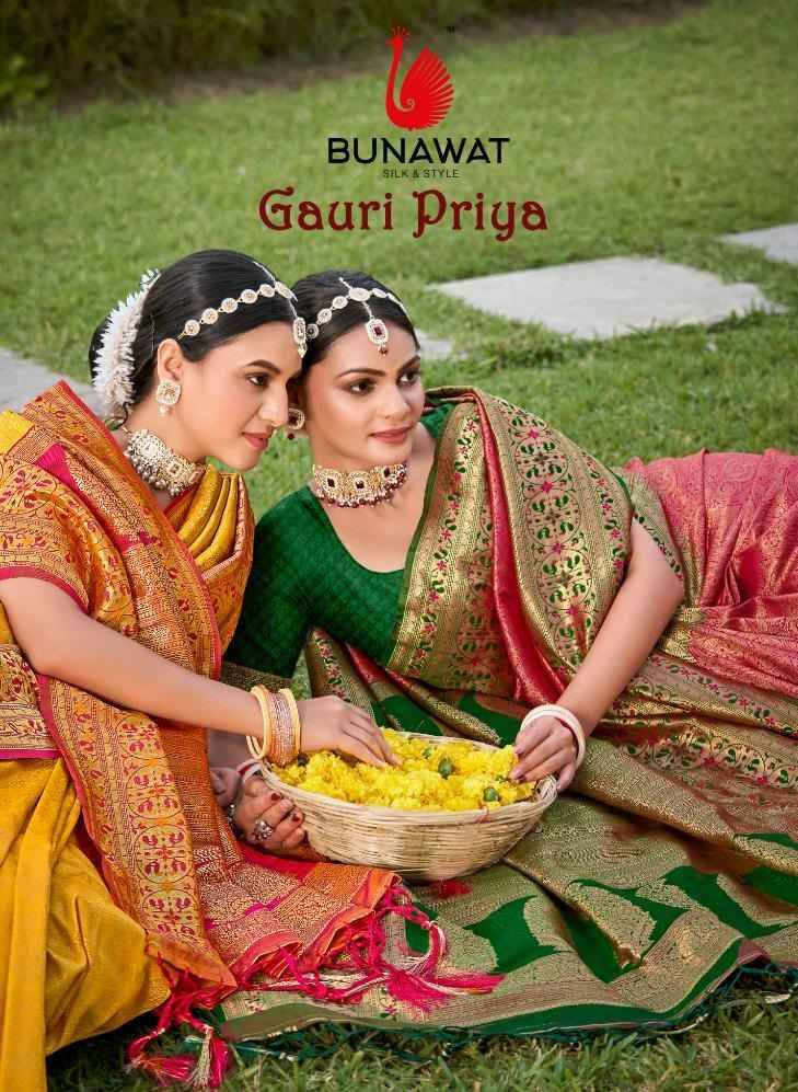 Gauri Priya By Bunawat 1001 To 1006 Series Indian Traditional Wear Collection Beautiful Stylish Fancy Colorful Party Wear & Occasional Wear Pure Silk Sarees At Wholesale Price