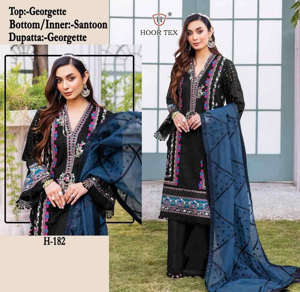 Hoor Tex Hit Design H-182 By Hoor Tex Designer Festive Pakistani Suits Collection Beautiful Stylish Fancy Colorful Party Wear & Occasional Wear Georgette With Embroidered Dresses At Wholesale Price