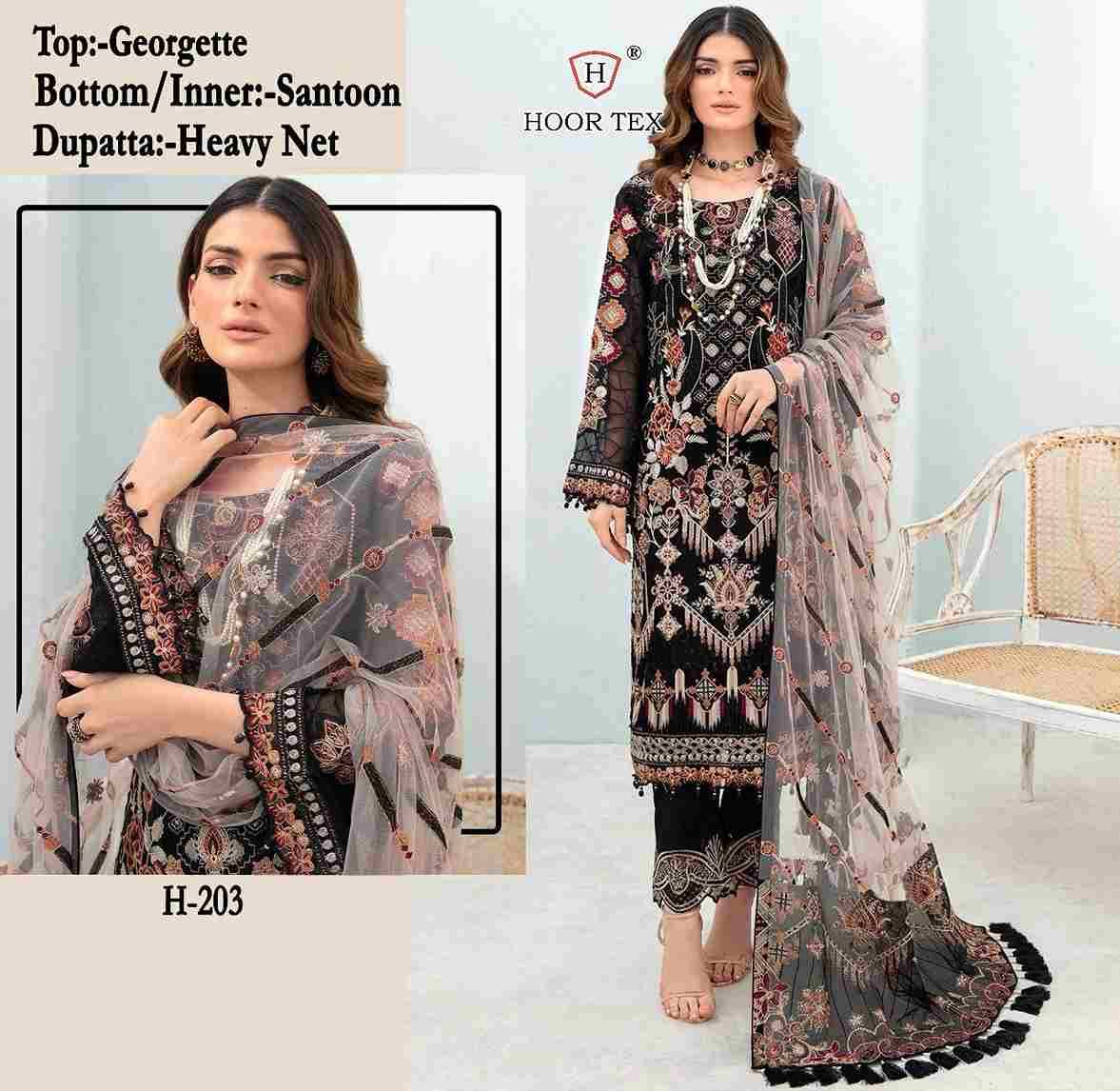 Hoor Tex Hit Design H-203 By Hoor Tex Pakistani Suits Beautiful Fancy Colorful Stylish Party Wear & Occasional Wear Georgette With Embroidery Dresses At Wholesale Price