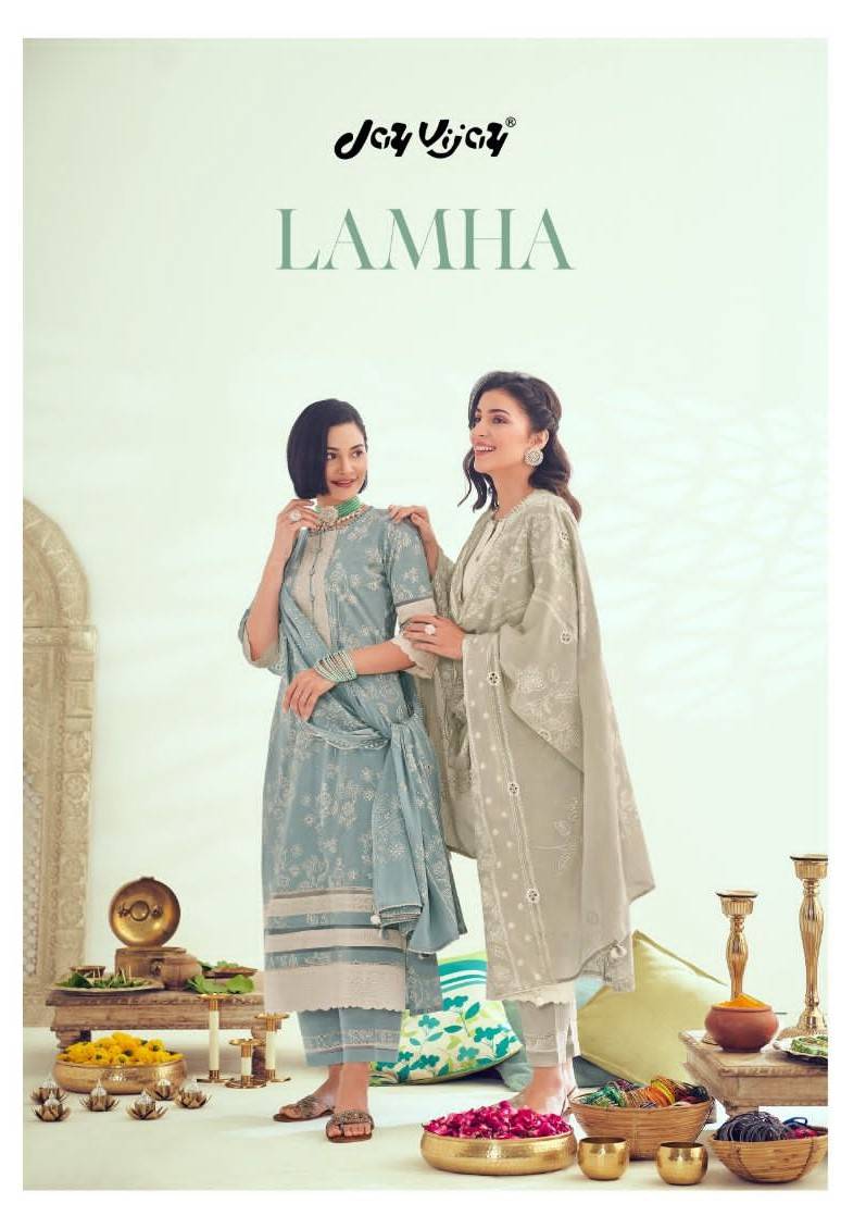 Lamha By Jay Vijay Prints 8841 To 8846 Series Beautiful Festive Suits Colorful Stylish Fancy Casual Wear & Ethnic Wear Pure Cotton Embroidered Dresses At Wholesale Price
