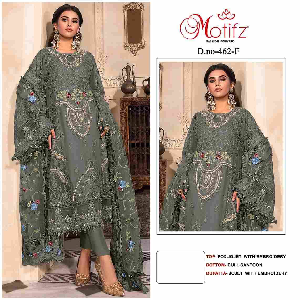 Motifz Hit Design 462 Colours Vol-2 By Motifz 462-E To 462-H Series Beautiful Stylish Pakistani Suits Fancy Colorful Casual Wear & Ethnic Wear & Ready To Wear Faux Georgette Embroidered Dresses At Wholesale Price