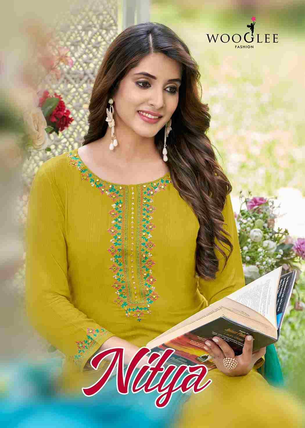 Nitya By Wooglee 4001 To 4006 Series Designer Festive Suits Collection Beautiful Stylish Fancy Colorful Party Wear & Occasional Wear Rayon Embroidered Dresses At Wholesale Price