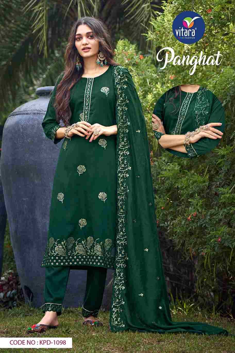 Panghat By Vitara 1097 To 1100 Series Beautiful Festive Suits Colorful Stylish Fancy Casual Wear & Ethnic Wear Pure Chinnon Embroidered Dresses At Wholesale Price