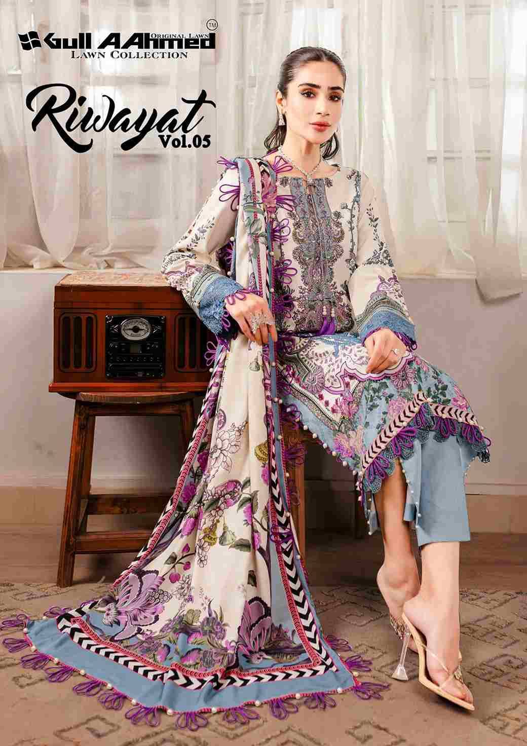 Riwayat Vol-5 By Gull Aahmed 5001 To 5006 Series Beautiful Festive Suits Stylish Fancy Colorful Casual Wear & Ethnic Wear Pure Lawn Embroidered Dresses At Wholesale Price