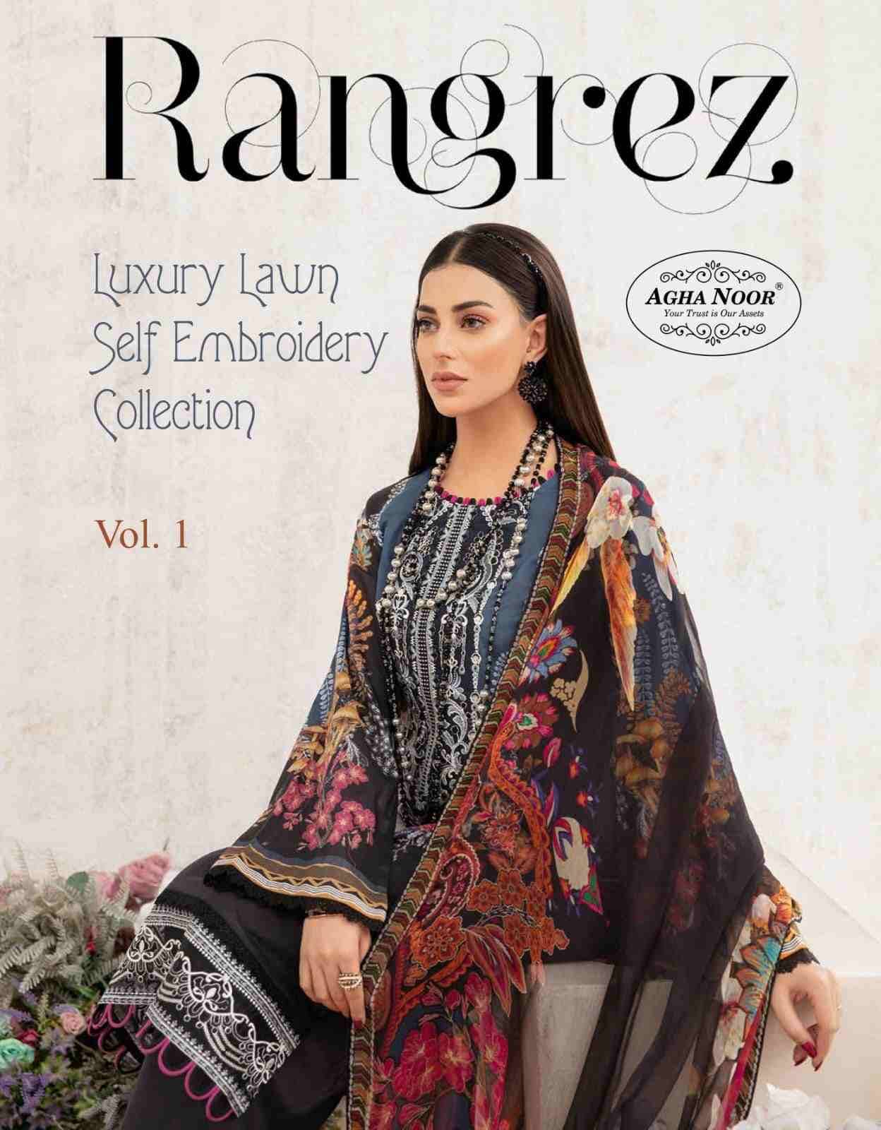 Rangrez Vol-1 By Agha Noor 101 To 104 Series Designer Festive Suits Beautiful Fancy Stylish Colorful Party Wear & Occasional Wear Lawn Cotton Print Dresses At Wholesale Price