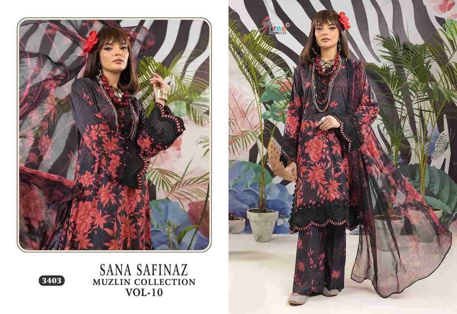 Sana Safinaz Muzlin Collection Vol-10 By Shree Fabs 3402 To 3404 Series Beautiful Pakistani Suits Colorful Stylish Fancy Casual Wear & Ethnic Wear Pure Cotton Print With Embroidered Dresses At Wholesale Price